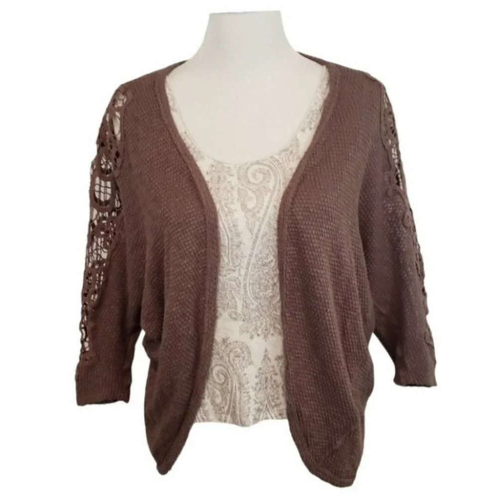 UO Staring at Stars M brown dolman lace cardigan